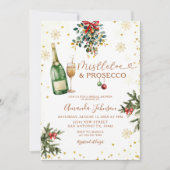 Invitation Mistletoe & Prosecco Fête des mariées de Noël Or (Devant)