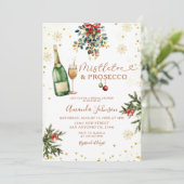 Invitation Mistletoe & Prosecco Fête des mariées de Noël Or (Debout devant)
