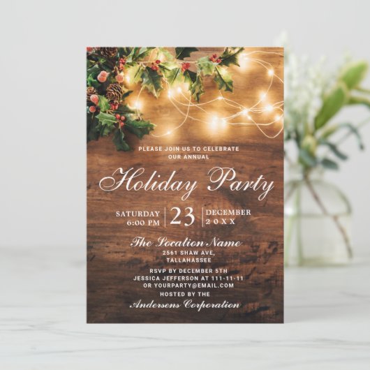 Invitation Mistletoe Rustic Corporate Noël Fête (Debout devant)