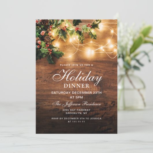Invitation Mistletoe Rustic Vacances de Noël DÎNER (Debout devant)