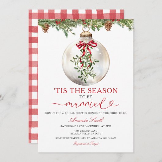 Invitation Mistletoe The Season to Be Married Bridal Shower I (Devant / Derrière)
