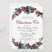 Invitation Mistletoe Wreath CORPORATE Noël (Devant / Derrière)