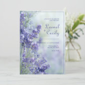 Invitation Misty Blue Romantic Lavender Frame (Debout devant)