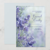Invitation Misty Blue Romantic Lavender Frame (Devant / Derrière)