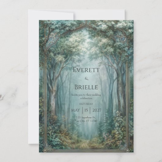 Invitation Misty Enchanted Forest Arch Wedding (Devant)
