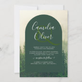 Invitation Misty Green Forest Pine Trees Mariage (Devant)