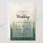 Invitation Misty Green Forest Pine Trees Mariage (Devant)