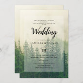 Invitation Misty Green Forest Pine Trees Mariage (Devant / Derrière)