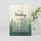 Invitation Misty Green Forest Pine Trees Mariage (Debout devant)