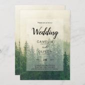 Invitation Misty Green Forest Pine Trees Mariage (Devant / Derrière)