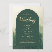 Invitation Misty Green Forest Pine Trees Mariage (Devant)