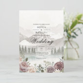 Invitation Misty Mountain Backdrop Romance Mariage (Debout devant)