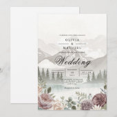 Invitation Misty Mountain Backdrop Romance Mariage (Devant / Derrière)