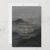 Invitation Misty Mountain Black Watercolor QR Code Wedding (Devant)