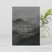 Invitation Misty Mountain Black Watercolor QR Code Wedding (Debout devant)