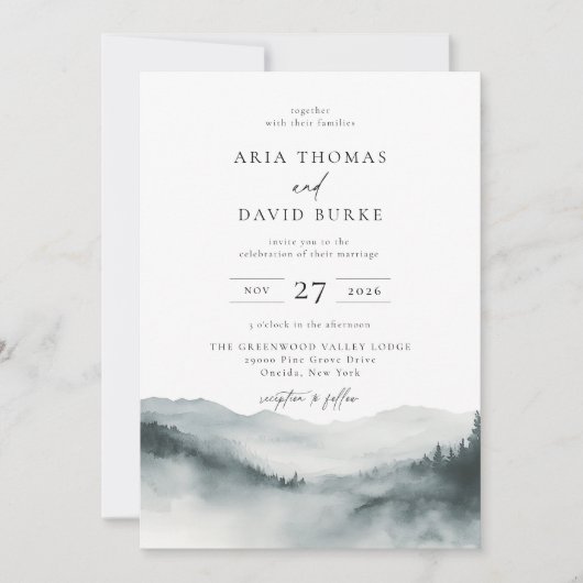 Invitation Misty Mountain Mariage (Devant)