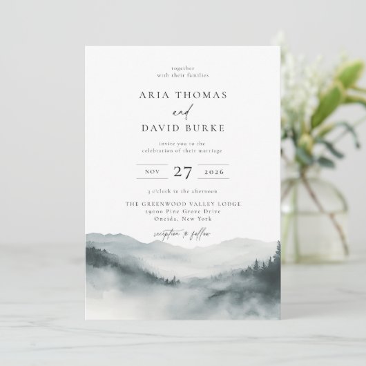 Invitation Misty Mountain Mariage (Debout devant)