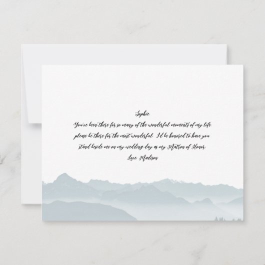 Invitation Misty Mountains Be My Matron of Honor Card (Dos)