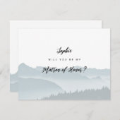 Invitation Misty Mountains Be My Matron of Honor Card (Devant / Derrière)