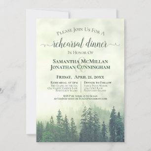 Invitation Misty Mountains Green Mariage Revue et dîner