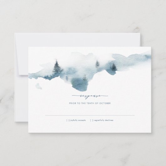 Invitation Misty Mountains Wedding Réponse RSVP (Devant)