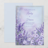 Invitation Misty Periwinkle Romantic Botanical Frame Wedding (Devant / Derrière)