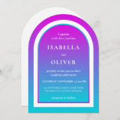 Invitation Misty rose and light sky blue gradient wedding (Devant / Derrière)