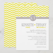 Invitation Mitchell Chevron Monogramme jaune Mariage (Devant / Derrière)