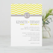 Invitation Mitchell Chevron Monogramme jaune Mariage (Debout devant)