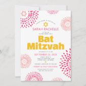 Invitation Mitzvah de Fille Rose Photo Étoile Éclatée Cool Gr (Devant)