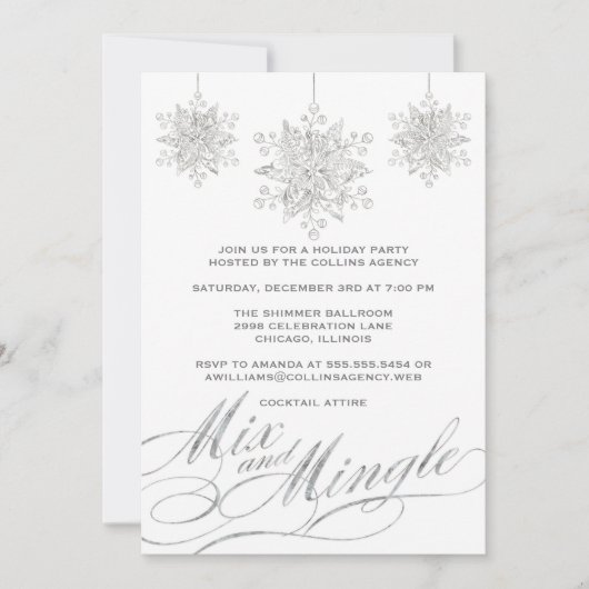 Invitation Mix et Mingle en argent et blanc (Devant)