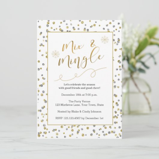 Invitation Mix & Mingle Holiday Faux Parties scintillant Part (Debout devant)