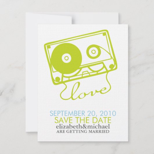 Invitation Mix tape d'annonces Love Save the Date (Devant)