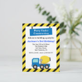 Invitation Mixer Truck Construction Thème anniversaire de enf (Debout devant)