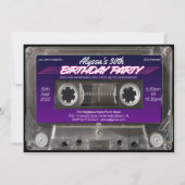 Invitation Mixtape Cassette Retro 80s Neon Purple Party (Devant)