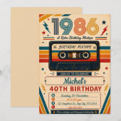 Invitation Mixtape Rétro 40e Anniversaire (Devant / Derrière)