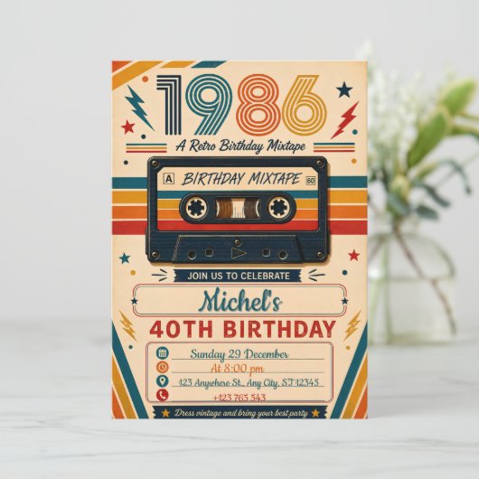 Invitation Mixtape Rétro 40e Anniversaire (Debout devant)
