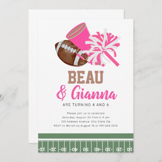 Invitation mixte de fête d'anniversaire (Devant / Derrière)