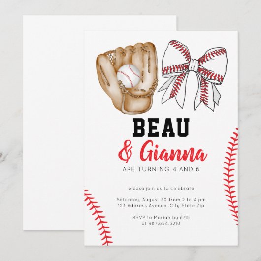 Invitation mixte de fête d'anniversaire (Devant / Derrière)