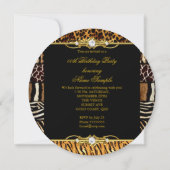 Invitation Mixte Poster de animal Anniversaire Party Gold Bla (Dos)