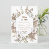 Invitation Mlle à Mme Boho Floral Fête des mariées Pampas Ros (Debout devant)