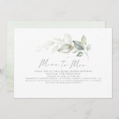 Invitation Mlle à Mme Elegant Greenery Fête des mariées (Devant / Derrière)