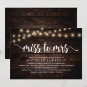 Invitation Mlle à Mme, Fête de la Fête des mariées rustique (Devant / Derrière)