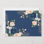 Invitation Mlle à Mme Fête des mariées Marine Blush Flowers (Dos)