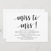 Invitation Mlle à Mme, Fête des mariées moderne (Devant / Derrière)