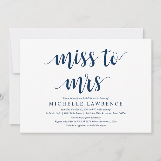 Invitation Mlle à Mme, Fête des mariées moderne Fête Invi (Devant)