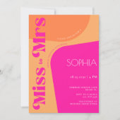 Invitation Mlle à Mme hot rose moderne rétro douche nuptiale (Devant)