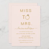 Invitation Mlle à Mme Moderne blush Douche nuptiale Invitatio (Devant / Derrière)