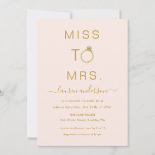 Invitation Mlle à Mme Moderne blush Douche nuptiale Invitatio