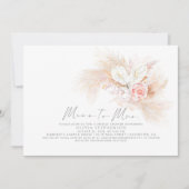 Invitation Mlle à Mme Pampas Fête des mariées florale rose he (Devant)